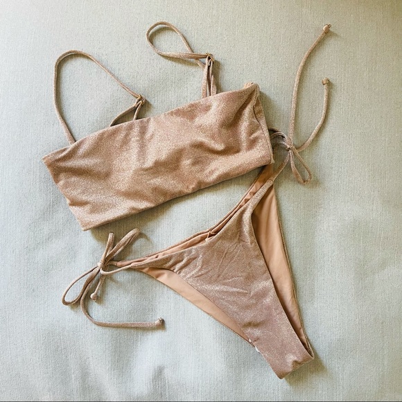 L*SPACE ✨ Shimmer Champagne Bikini Set - Picture 4 of 5